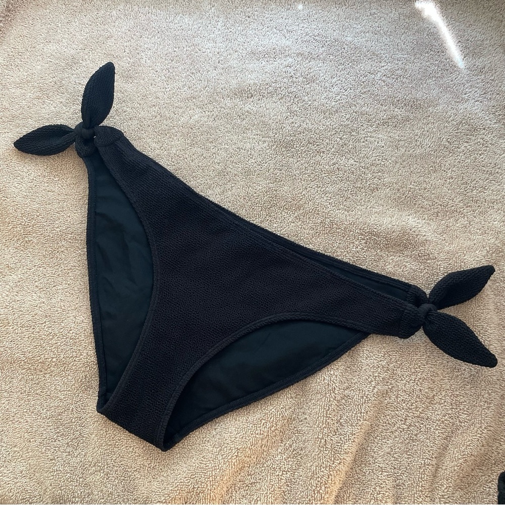 & Other Stories- Black Crepe Tie Up Bikini Minimalist Swimwear- Top 6 / Bottom 8 - Picture 12 of 15